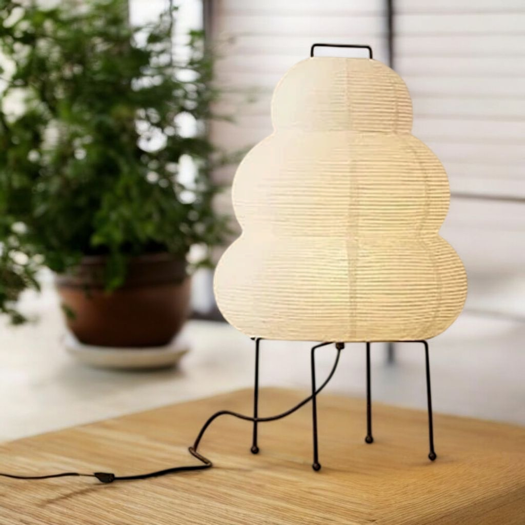 Akari lamp in Japanese minimalist living room corner